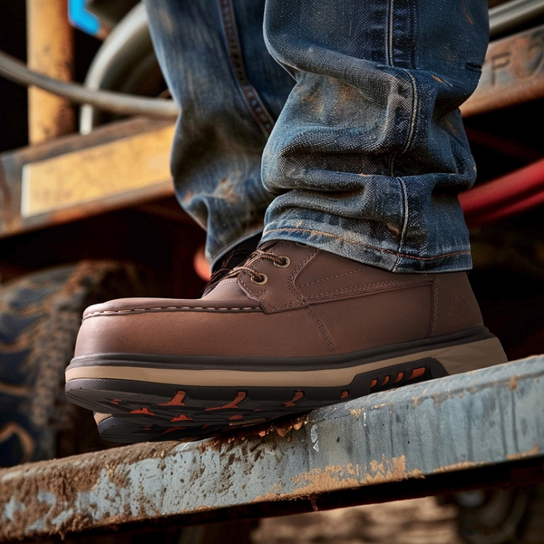 Men's Waterproof Leather Steel Toe Work Boots - DARK BROWN - 8
